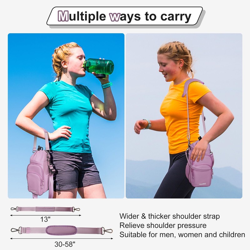 Water Bottle Holder with Strap, 4 Big Pockets with Compartment,