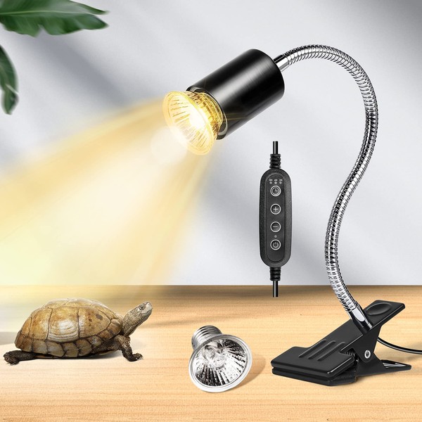Reptile Light, Turtle Light, UVA+UVB Light Fixture, Basking Light, Temperature Control, Lamp Included, Analog Sun, Easy Operation(Push Dimming)