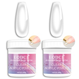 Eodci Clear Acrylic Powder, 2Pcs 4oz Professional Acrylic Nail Powder Polymer for 3D French Nail Manicure Extension Nail Carving Large Capacity Clear Acrylic Powder for Nails