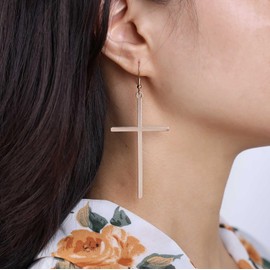 Punk Large Cross Earrings Gold Cross Hook Earrings Big Cross Drop Earrings Long Cross Dangle Earrings Religion Crucifix Earrings Vintage Simple Earrings Jewelry for Women and Girls Gift