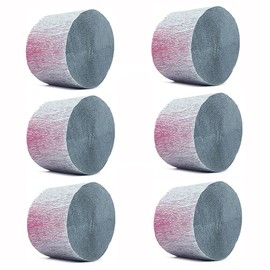 ANCLLO 6 Rolls 4.5cm x 25m Crepe Paper Party Streamers Backdrop Hanging Decorations for Birthday Party, Wedding and Festival Decorations (Silver)