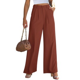 GRAPENT Fall Streetwear Wide Legged Pants Women Loose Trousers Flowy Pants Womens Business Casual Outfits for Work Old Money Style Clothes Women Color Sequoia Brown Size X-Small Size 0 Size 2