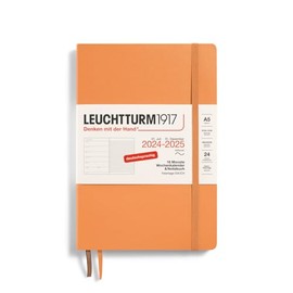 LEUCHTTURM1917 370622 Weekly Calendar & Notebook 2025, Medium A5 Softcover - 18-Month Planner, 80 g, Lined - Apricot