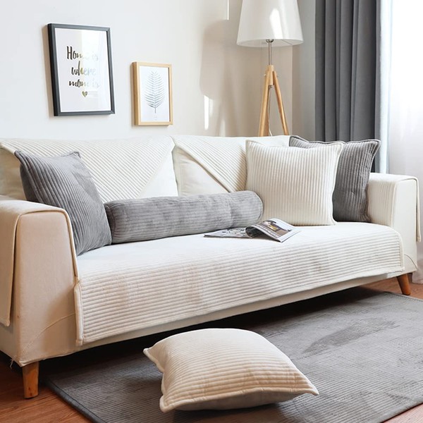 vctops Velvet Plush Sectional Couch Covers Super Soft Solid Sofa