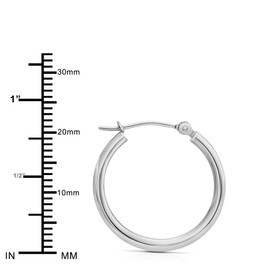 Art and Molly 14k White Gold Hoop Earrings, Real Gold, Polished, 20mm (0.79 inch), for Women