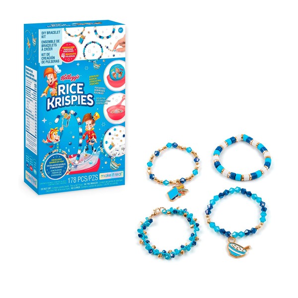 Make It Real: Kellogg's Cerealsly Cute - Rice Krispies - DIY Bracelet Kit, 178 pcs, Snap-Crackle-Pop Charms, Create 4 Cereal Themed Bracelets, Tweens, Girls & Kids Ages 8+