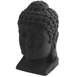 Nearly Natural 4983 Indoor/Outdoor Buddha Head, Black,11.5" x 12" x 18.5"
