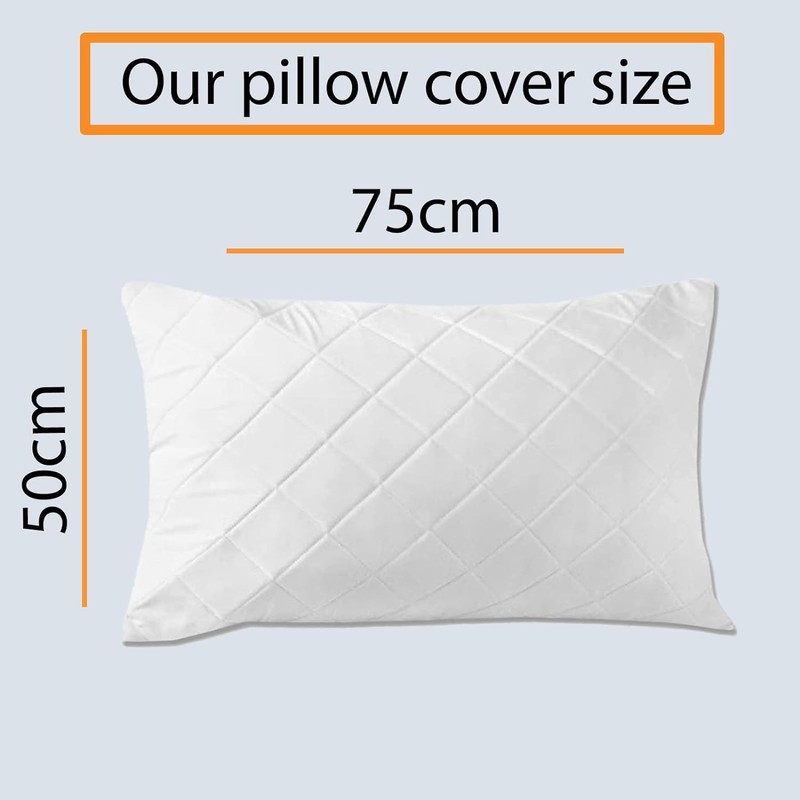 SM Decor 2 Pack Quilted Waterproof Pillow Protectors, White Bed
