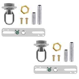 ECUDIS Light Fixture Cross Bar Kit, 1/4 IP Center Lamp Screw Collar Canopy Hardware Set (Nickel, Pack of 2)