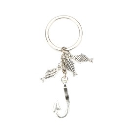 FRULX Antique Silver Fish Hook Keychain with Small Fish Pendant, Angeln Schlüsselanhänger, Suitable for Women, Fashionable Bag Charms, Gifts for Friends, Boyfriend, Unique Birthday Gift Idea