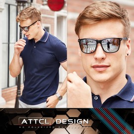 ATTCL Men's Driving Classic Polarized Sunglasses Al-Mg Metal Frame Ultra Light Silver