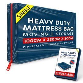 Single Mattress Storage Bag with Zipper - 1 Pack Blue Waterproof Mattress Cover for Moving - Mattress Bag to Protect Beds from Stains, Dust, and Pest Damage - Plastic Mattress Cover