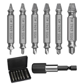 Screw Extractor Set, 6 Pieces Screw Extractor with Magnetic Bit Holder, Damaged Screw Remover Extractor Set with Socket Adapter for Damaged Screws