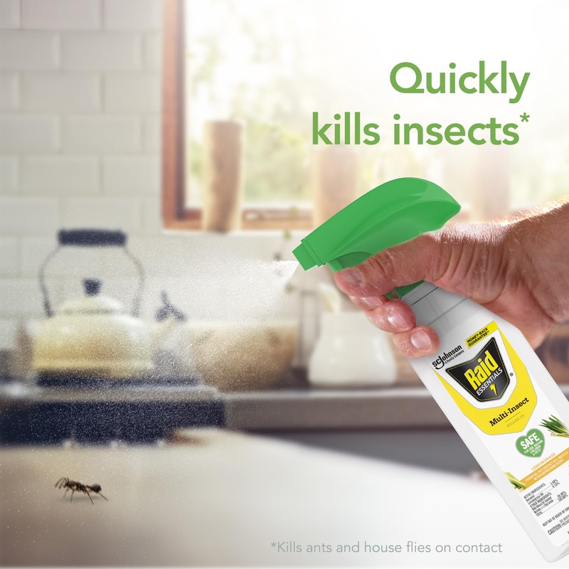 Raid Essentials Multi-Insect Killer Spray Bottle, Child & Pet Safe,