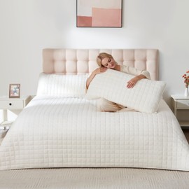 WSOFRLAC Quilt Set King Size, Luxury Velvet Comforter Set with Pillow Shams, Soft Lightweight Bedspread Coverlet Bedding Sets for All Seasons, Cream White