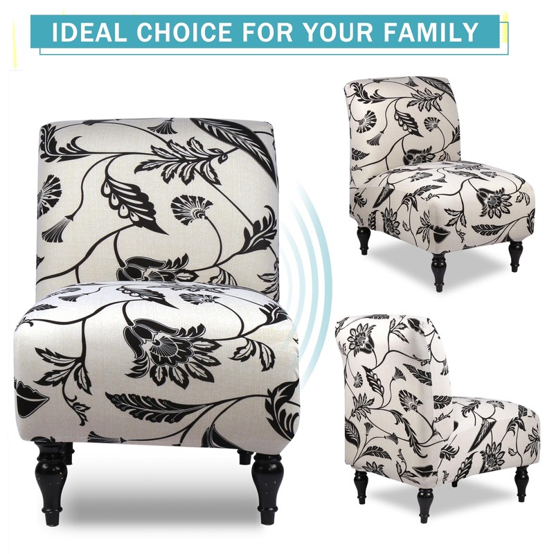 Armless Accent Slipper Chair Cover Slipcover,Stretch Spandex Printed Removable Non-Slip