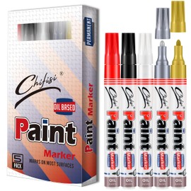 Permanent Paint Marker Pens - Never Fade Paint Pens,Medium Tip Quick Dry And Waterproof 5 Colors Paint Markers For Plastic,Metal,Glass,Wood,Rock,Fabric,DIY Craft And More