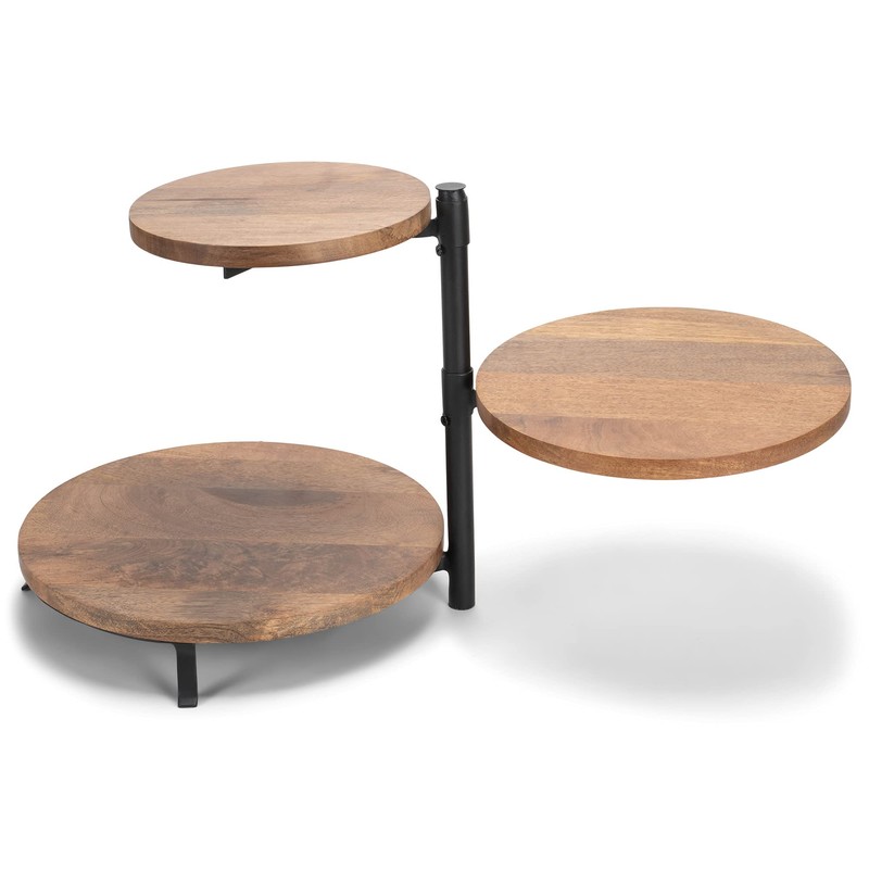 Demdaco Natural Brown 3-Tiered 12.5 x 13 Mango Wood and