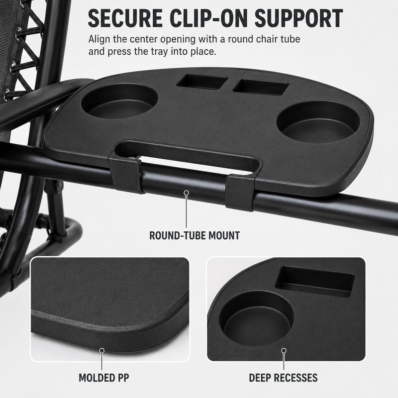 Recliner Chair Side Tray for Outdoor Relaxing – Dual Drink