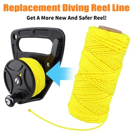 150ft Scuba Diving Reel Line Replacement,2mm High Strength Spool Reel Line Cord for Scuba Dive Reel - Deep Sea, Wreck and Cave Diving, Safety Dive Marker, Dive Float Flag Yellow