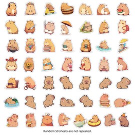 50Pcs Funny Cute Capybara Stickers for Notebook Pencil Box Bike Water Bottle Laptop Lovely Animal Gift Decals for Kids Teens Boys Girls