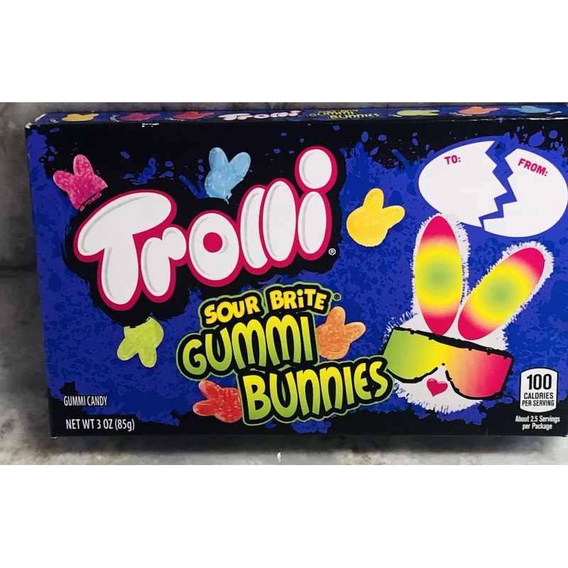 Trolli-Sour Brite Gummy Bunnies Gummy Candy-3oz bag. New-Easter. See Below