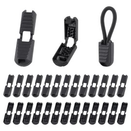 26pcs Zipper Pull Cord Ends Shoe Lace End Clips Cord Lock Zipper Pull Replacement Pulls Tabs Shoe String Caps Shoes Lace Tie Locks for Drawstrings, Paracord, Pouch, Clothing and Bags(Black)