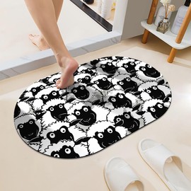 ZHUZHISHAN Cartoon Many Sheep, Super Absorbent Quick-Drying Bathroom Mat Rug, Rubber Non-Slip Bottoms, Easy to Clean,Ultra Thin Bathroom Rugs Fit Under Door and Bathtub(16×24Inch)