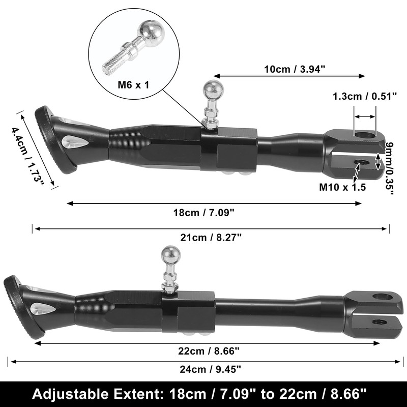 Motoforti Universal Adjustable Motorcycle Kickstand Side Support Stand CNC Aluminum