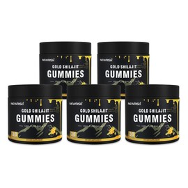 Newrish Gold Pure Shilajit Gummies | 85+ Trace Minerals & Fulvic Acid | Non-GMO Men's Supplement | All Natural | Immune & Energy Support | 30 Gummies:_5 cans