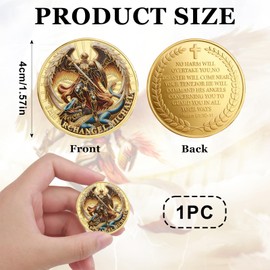 The Archangel Michael Watches Over Us Challenge Coin,1/6/12/24 Pcs Challenge Coin with Psalm 91:10-11, Religious Collectible Coin for Military, Police, Christian Gifts, Includes Protective Case