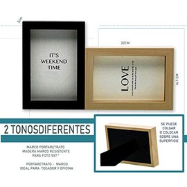 PORTARETRATOS 4 TAMAÑOS HW132 MADERA MDF LAMINADA DISEÑO MODERNO CON MARIALUISA MEDIDA MINUMINU (NEGRO, 5 x 7)