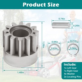 R-2485-LH R-2485-RH R-2261 Lawn Sweeper Wheel Drive Pinion Kit Compatible with John Deere 42" Lawn Sweepers STS-42, STS-420, STS-426, STS-427 (Include Gear/Pin/Washer)