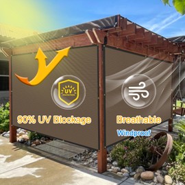 8'X12' Patio Sun Shade Cloth with Grommets, 90% Outdoor Sunshade Canopy Cover Screens, Heat Blocking Mesh Tarp for Pergola, Driveway, Deck, Porch