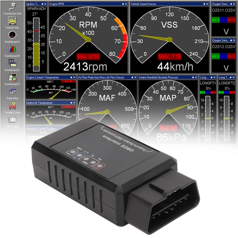 16 Pin WIFI USB Car Diagnostic Tool OBD2 Interface V1.5