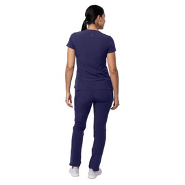 Adar Uniforms Addition Go-Higher Scrub Set For Women - Notched V-Neck Scrub Top & Skinny Cargo Pants - A9600 - Navy - 2X