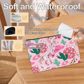 Cowgirl Makeup Bag, Coquette Pink Disco Cowgirl PU Leather Makeup Cosmetic Bag for Purse, Western Gifts for Women, Cowgirl Gifts, Western Cowgirl Stuff for Women, Country Girl Gifts Makeup Pouch