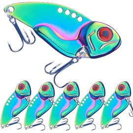 LURESMEOW Fishing Lures Blade Bait for Bass Walleye Trout for Freshwater Saltwater Metal Hard Blade Baits Fishing Blade Lure Spoons 5PCS with Box (B-Iridescent-5pcs/box,1.81in/0.35oz-5pcs)