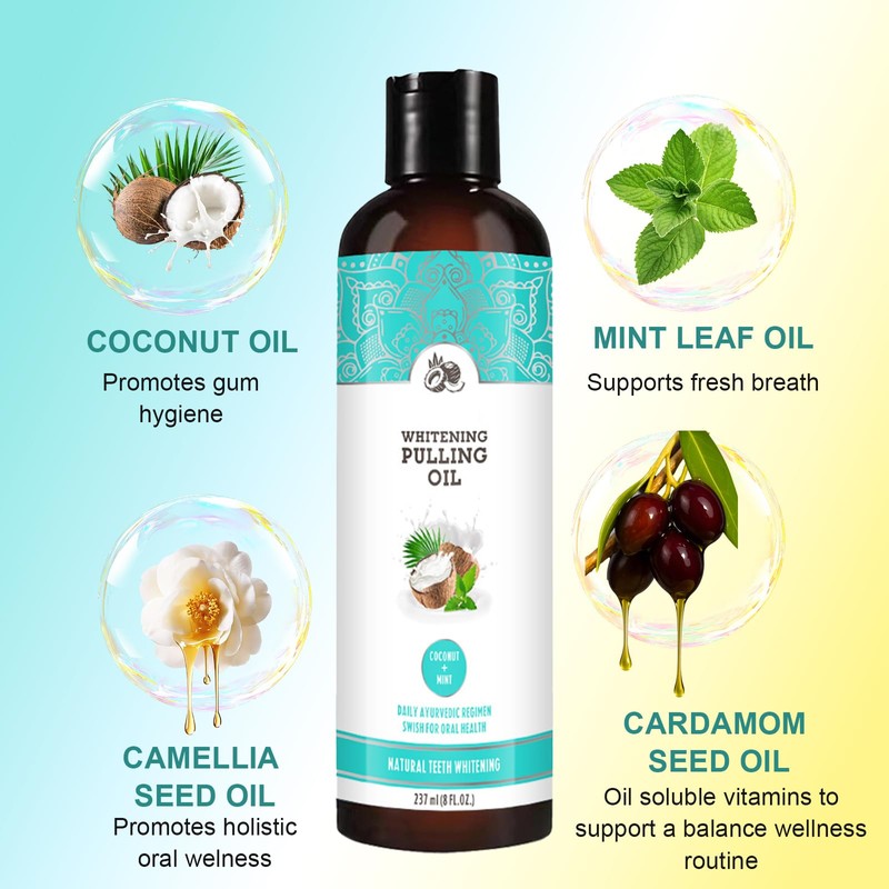 237 ml Coconut Oil Mouth Pulling Oil with Tongue Scraper,