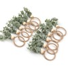 AEKAO 24 Pcs Napkin Rings with Artificial Eucalyptus Leaf Wood