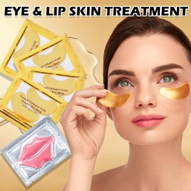 AOAZXBB 30 PCS Lip Mask Under Eye Mask 24K Gold Eye Mask,Moisturizing Nourishing Lip Mask for Dry Lips Collagen Lip Mask Reduce Lip Lines,Eye Patches for Puffy Eyes Dark Circles