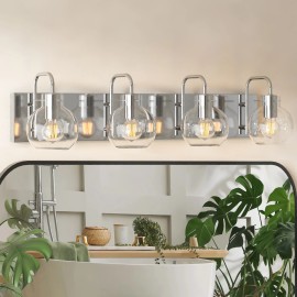 Unbranded 4-Light Modern Vanity Light Over Mirror, Wall Sconces with Frosted Glass Shades
