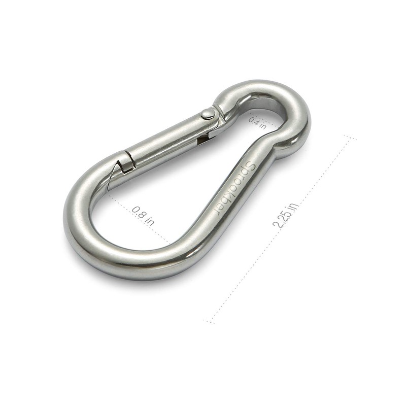 sprookber Carabiner Clips - 304 Stainless Steel Spring Snap Hook