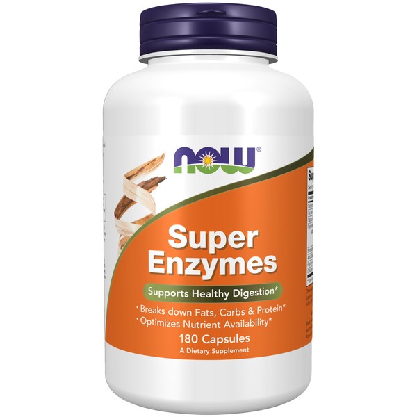 NOW Supplements, Super Enzymes, Formulated with Bromelain, Ox Bile, Pancreatin and Papain,180 Capsules