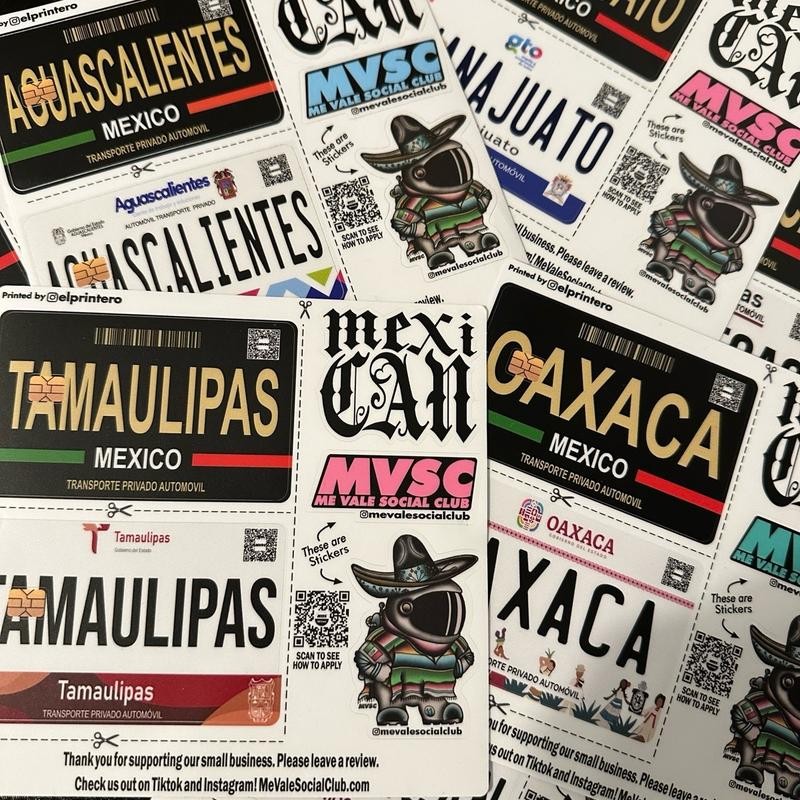 Card Stickers - Mexico Placas (Mexican License Plate) - For