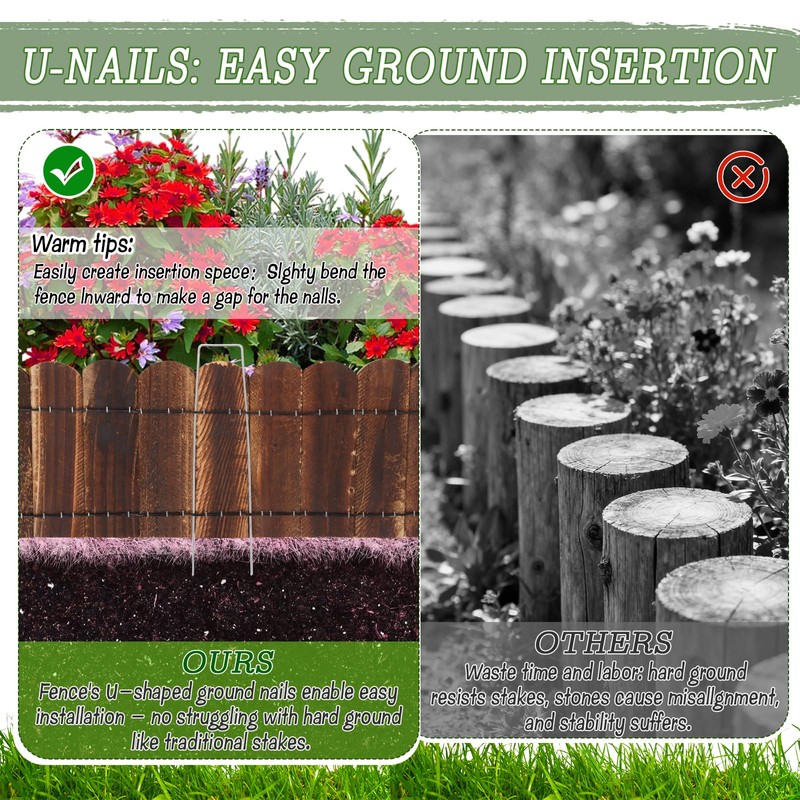 Wood Garden Edging 6 Pack 5.9" H × 47" L