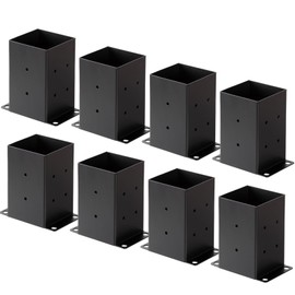 mekpiwu 4x4 Base Column Bracket, Heavy-Duty Coated Column Wooden Column Fixing Bracket, Suitable for Stable Support of Iron Plate Base (Black, 8pcs)