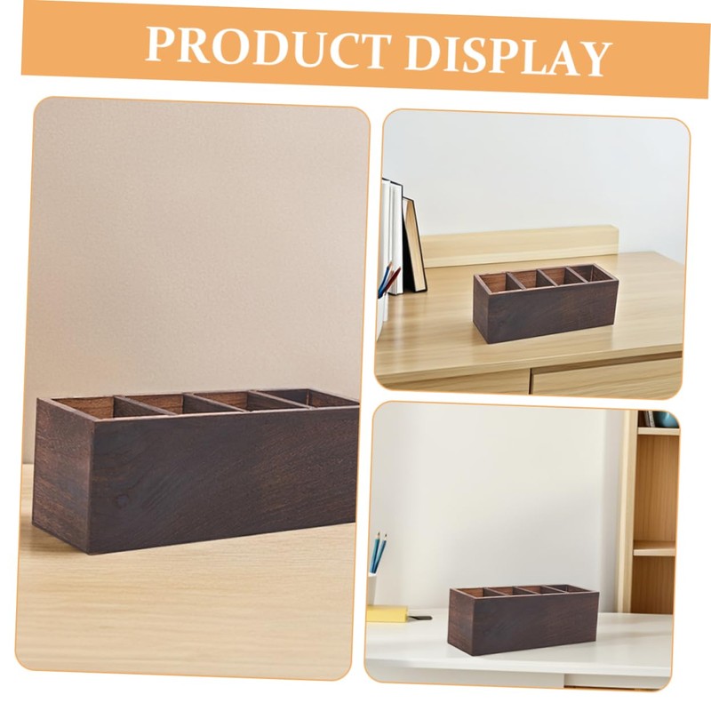 DOITOOL Multi-Function Wooden Desktop Storage Box Sections Makeup Organizer Vanity