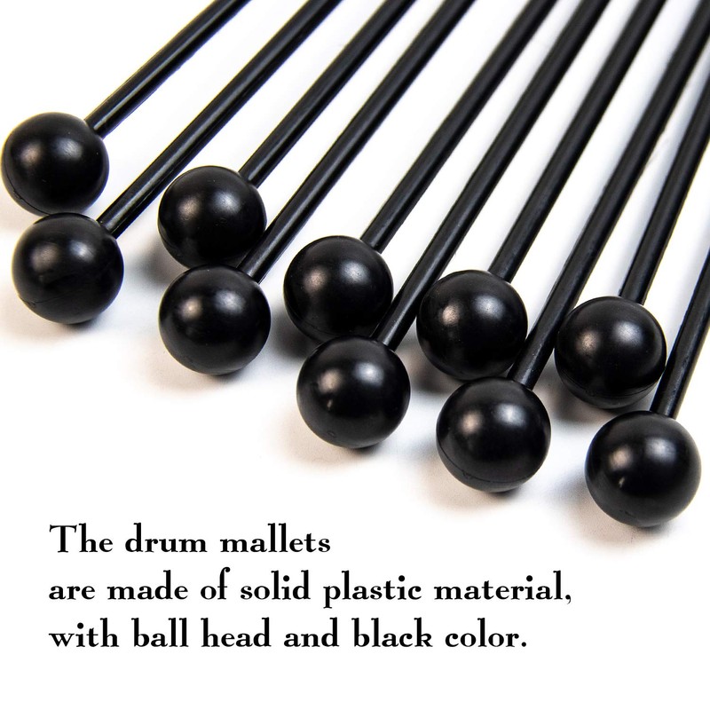 Framendino, 10 Pack Plastic Bell Mallets Solid Drum Percussion Sticks