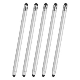 PATIKIL 5 Pcs Stylus Pens for Touch Screens, 2 in 1 High Sensitivity Universal Pen Capacitive Stylus for Phone Tablets Laptop Touch Screen Device, Silver